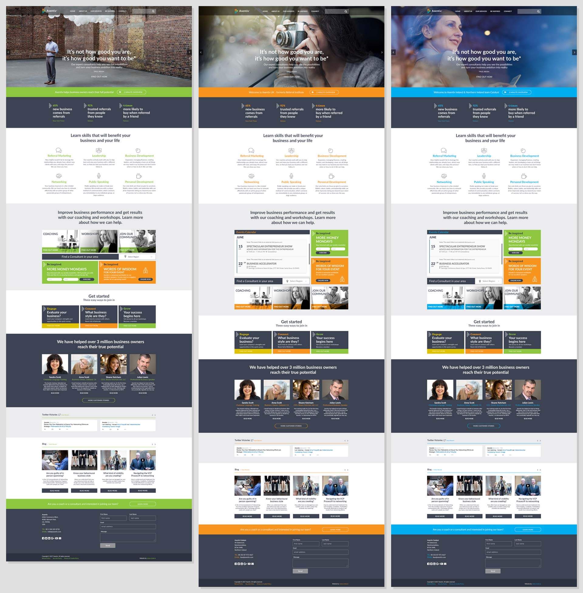 3 Asentiv branded styles of website
