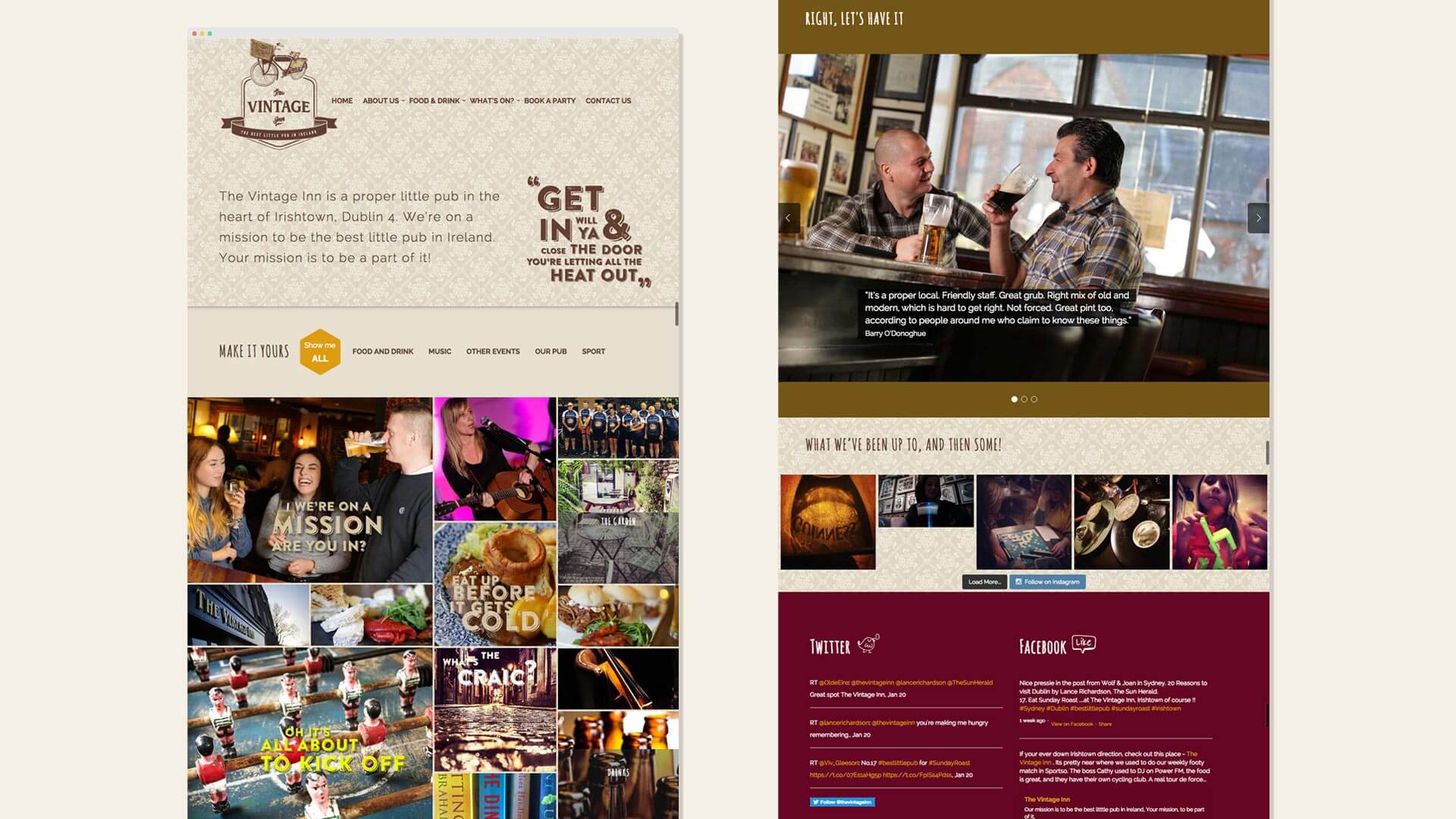 Vintage Inn Web Homepage