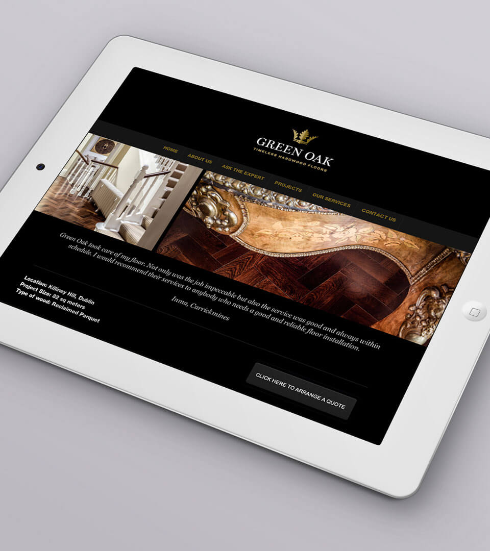 Green Oak responsive website on an ipad