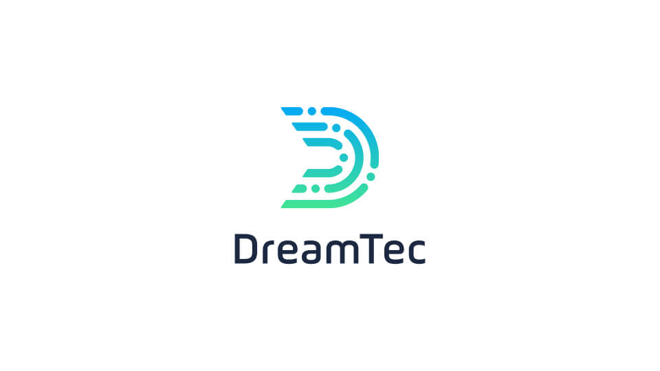 DreamTec stacked vertical logo reversed